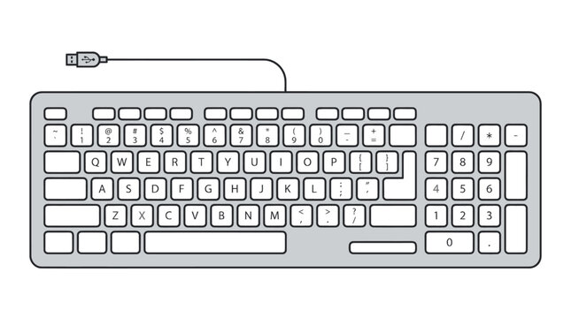 Computer keyboard with cord connected.