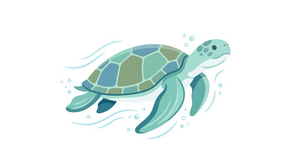 Sea turtle swimming in ocean water. © yeandita