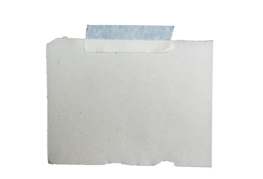 Papel artesanal blanco con cinta adhesiva decorativa aislado sobre fondo negro para notas y dise&ntilde;o creativo