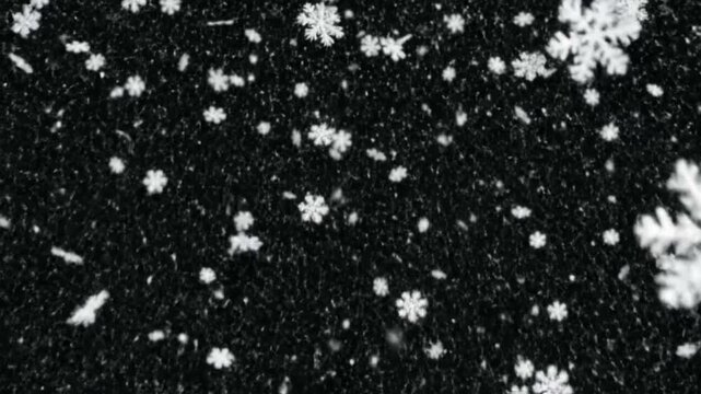 Realistic snow fall with isolated snowflakes in a dark background for winter scenes and backgrounds