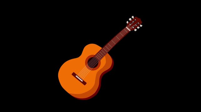 2D Animated Guitar with Wooden Acoustic Design for Mexican Fiesta Theme
