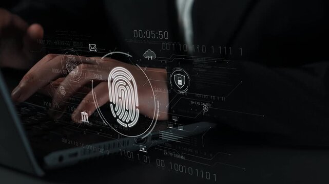 Biometric fingerprint identification and cybersecurity system ensuring secure access, identity verification, cloud data protection, and digital safety Marrow
