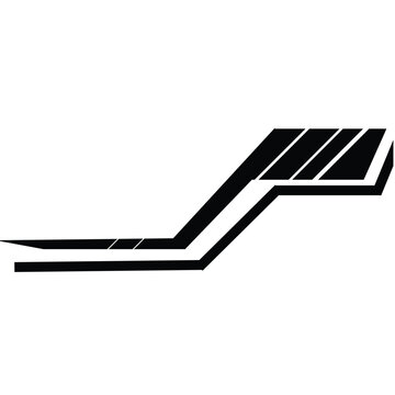 Stylized hockey stick silhouette vector with angular lines, tapered blade, and parallel stripe detail in minimal sports emblem design