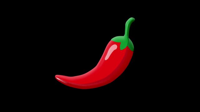 2D Animated Red Chili Pepper with Glossy Detail for Mexican Cuisine