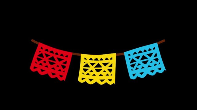 2D Animated Papel Picado Banner with Colorful Decorative Pattern for Fiesta