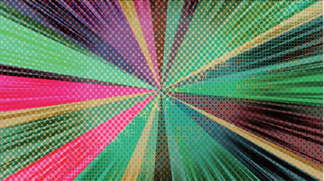 Colorful Comic Book Style Radial Speed Lines Background