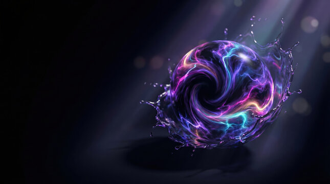 Vibrant energy sphere with liquid splash