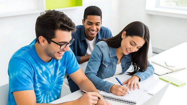 Diverse Students Learning Together in Classroom.
