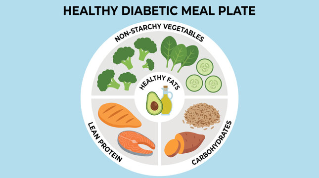 Healthy Diabetic Meal Plate Portion Control Food Groups