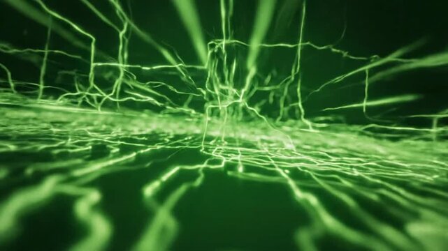 Abstract green background with lines flowing in a dynamic pattern at an unspecified location in the digital realm