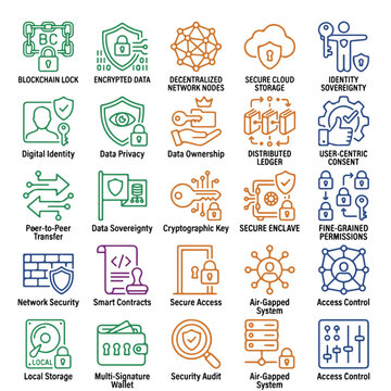 Digital Sovereignty Icons Representing Security and Data Control