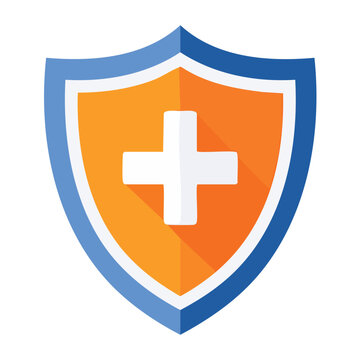 Flat design shield icon with medical cross