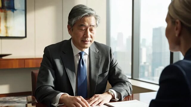 Executive man interviews for job position at VSRExport in office setting