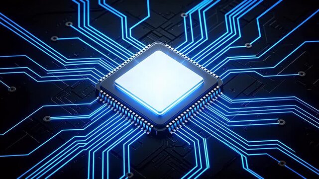 Microchip with glowing circuitry