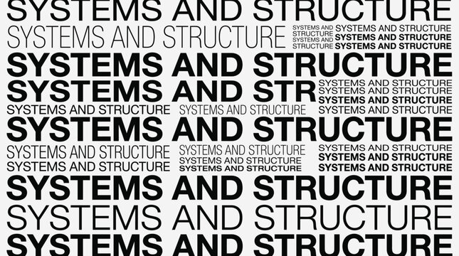 Systems and Structure word cloud typographic background.