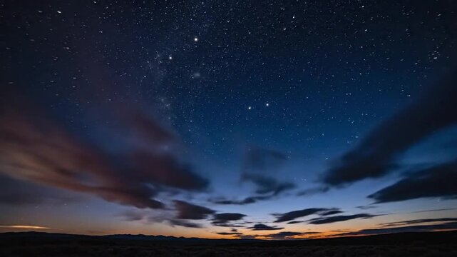 Sunset sky timelapse shows colors of horizon fading after sun went down near the mountains