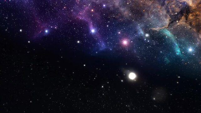 Cosmic nebula glow with vibrant star formation and glowing interstellar dust clouds in deep space