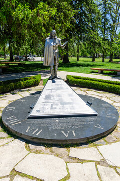 Various statues at the Confederation Park in Stratford, Ontario, 