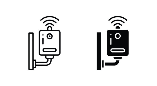 Wireless router icon set featuring network device symbols and internet connectivity vector art for modern digital communication systems