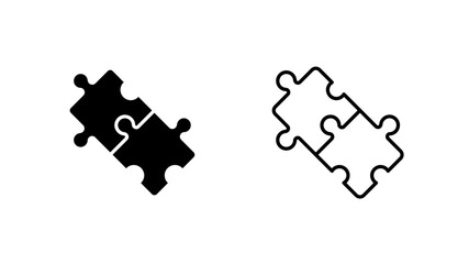 Fototapeta na wymiar Two Interlocking Puzzle Piece Glyph Outline Icon Connect
