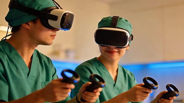Medical professionals using VR headsets