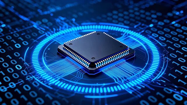 Microchip with glowing circuit design