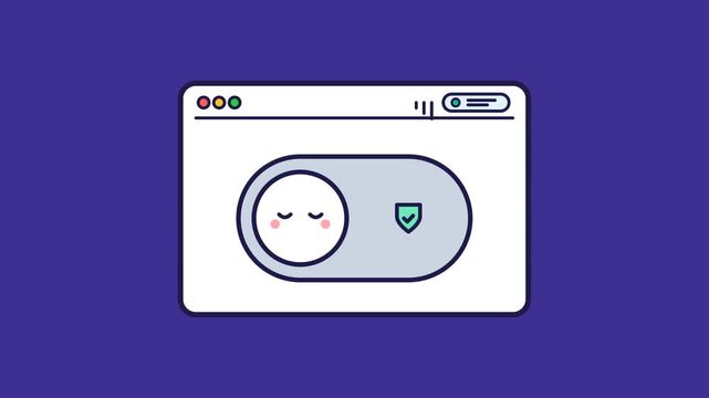 Animated toggle switch in a web browser window for secure login