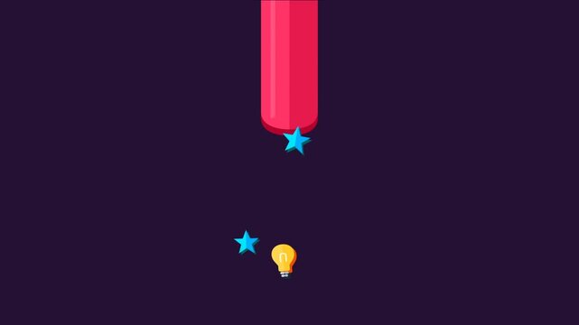 Lightbulb icon falling through red pipes on dark purple background