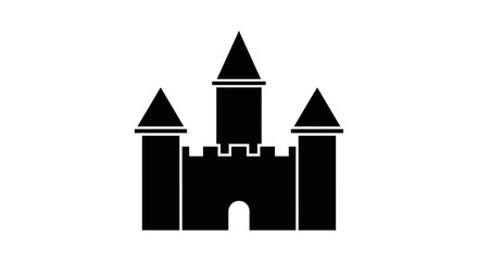 Black castle silhouette icon on white background © triyanto