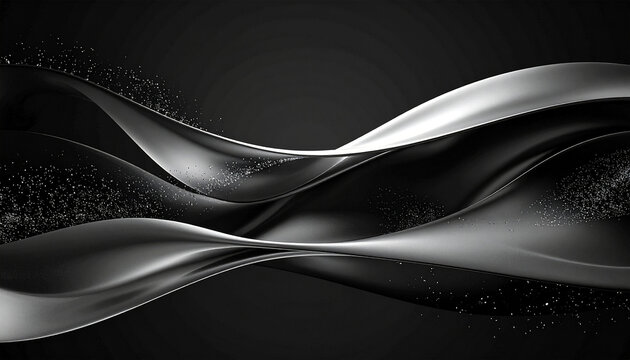 Abstract Swirls of Luxury: Elegant black and silver abstract waves create a sophisticated and dynamic composition, evoking a sense of modern luxury and fluid motion.