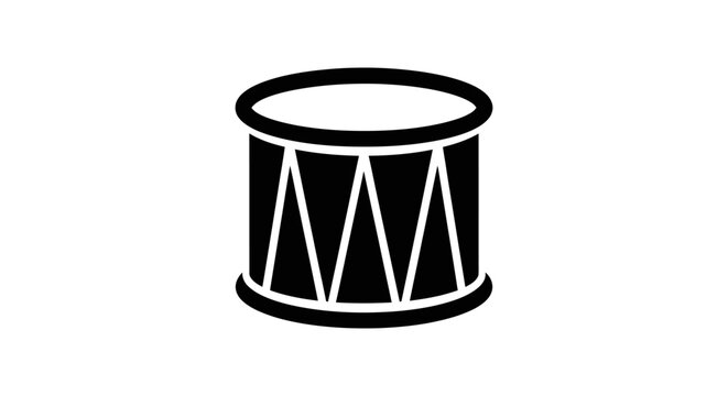 Black and white illustration of a snare drum on a white background.