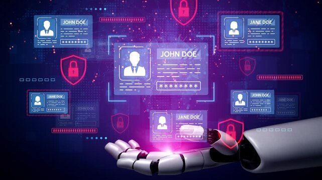 Futuristic Digital Identity Management Concept with AI Robot Hand and Virtual User Profiles in Cybersecurity Background. Entropy.