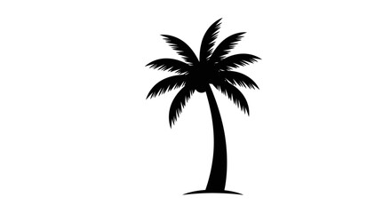 Obraz premium Black silhouette of a palm tree on a white background
