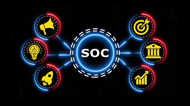 Soc digital network communication infographic animation for corporate business use.