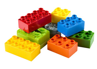 Naklejka premium Creative Playtime with LEGO Bricks on White Background