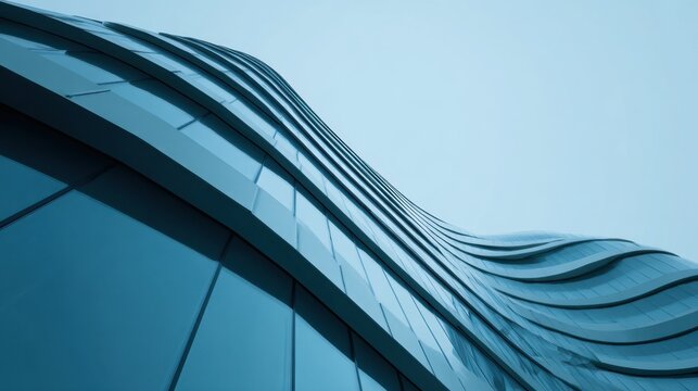 Modern skyscraper exterior with curved glass facade and sleek architectural design
