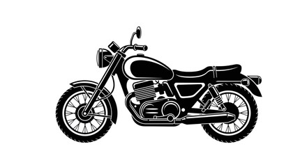 Obraz premium Classic Motorcycle Silhouette Icon, Vintage Bike Illustration, Black and White