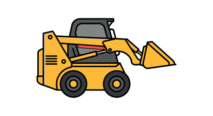 Naklejka premium Compact Yellow Skid Steer Loader Construction Vehicle Heavy Equipment Illustration