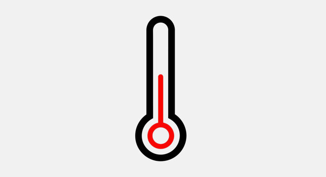 Minimalist weather thermometer icon with red liquid indicator graphic