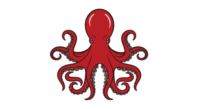 Stylized Red Octopus Mascot Logo Vector Illustration