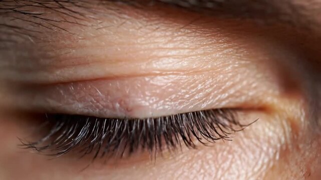 Close up of human eye with detailed view of pupil and iris showing natural colors and patterns