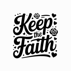 Obraz premium Inspirational hand lettered quote keep the faith with roses