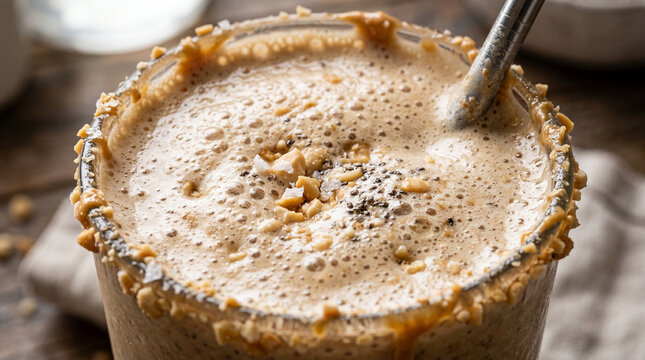 Peanut butter smoothie, foam and texture 