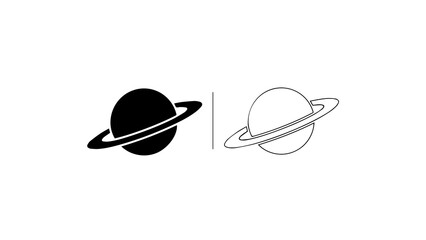 Minimalist Planet Saturn Icons In Vector Style © Al
