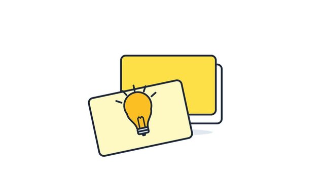 Glowing Lightbulb Flashcard Flip Animation for Concept Memorization and Study