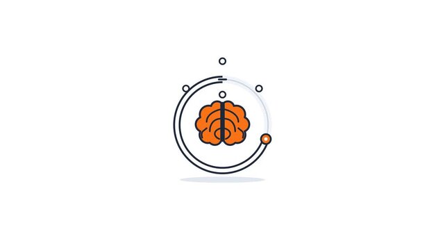 Circular Pomodoro Focus Timer Animation with Brain Icon and Progress Arc