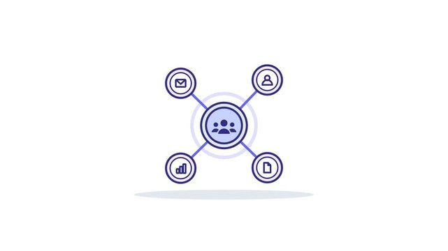 Futuristic Knowledge Graph Network Animation with Connecting Nodes and Data Pulses