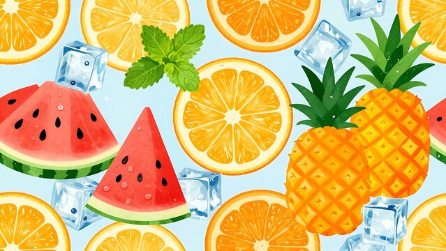 seamless pattern with fruits