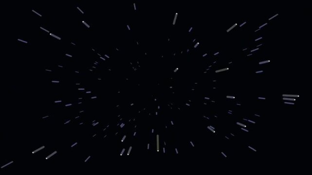 Abstract particles flying in black void motion background