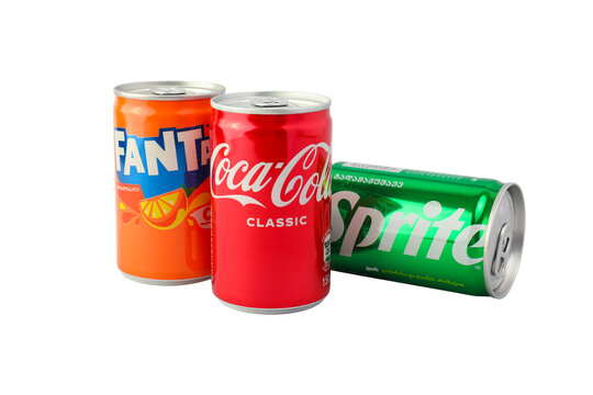 Tbilisi, Georgia, May 28, 2026: Fanta, Cola and Sprite. Concept of refreshment, PNG